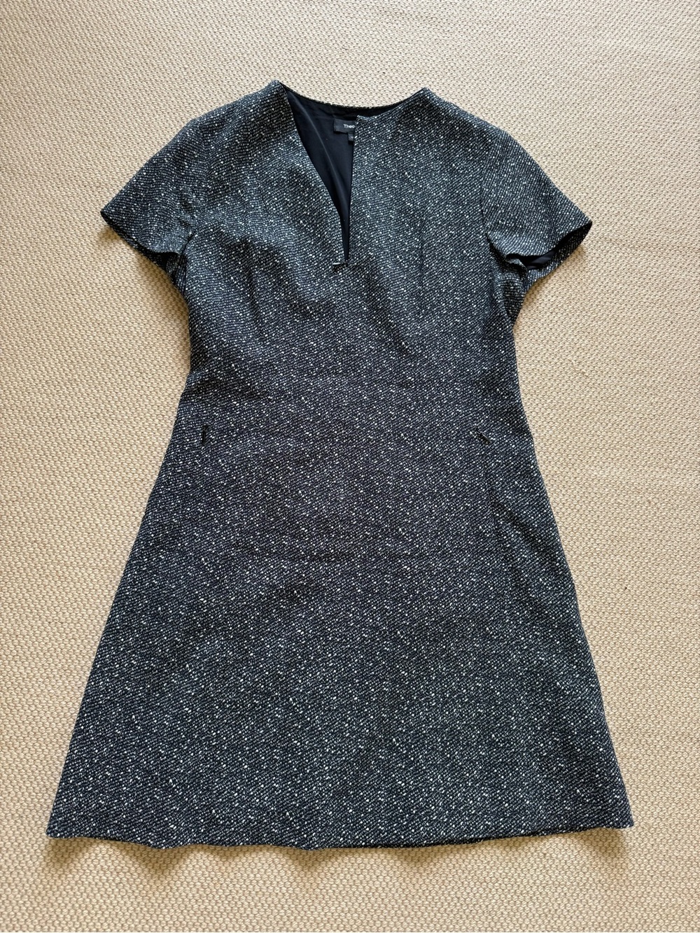 Theory Classic Black Speckled A-Line Women's Dress